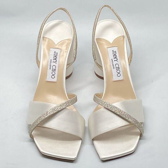 Jimmy Choo Plum Satin & Glitter Slingback Sandals size 39.5 - Picture 3 of 13